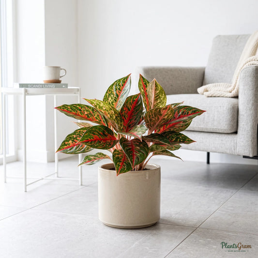 Aglaonema Red Impressa plant in a planter