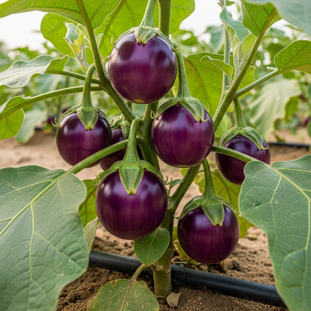 Brinjal Purple Round Seeds – F1 Hybrid