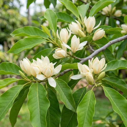 White Champaca (Magnolia alba) fragrant white flowers blooming