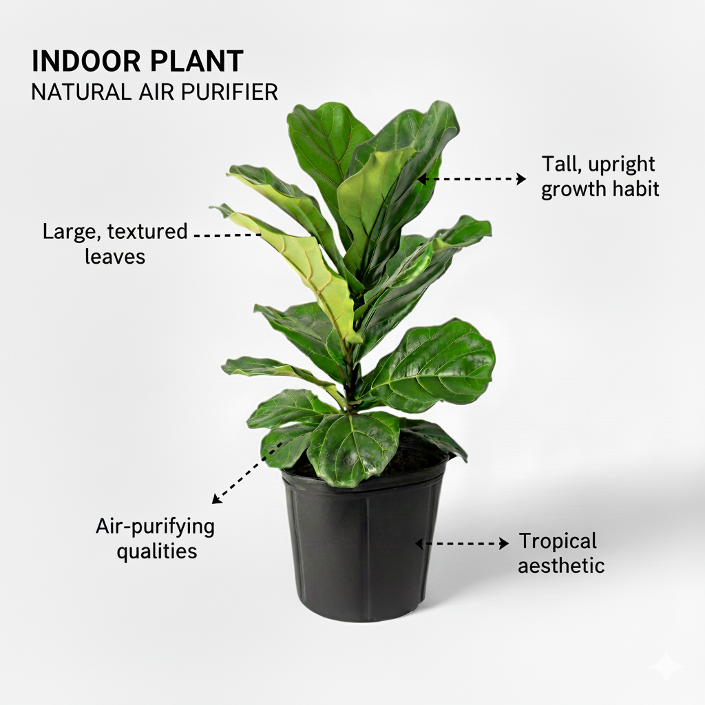 Fiddle Leaf Fig plant, plain background